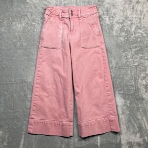 Gap High Stride Ankle Jeans Kids 8 Pink Wide Leg Adjustable Waist